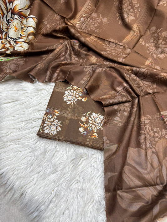 3Pc Linen Allover Suit VOL - 0066