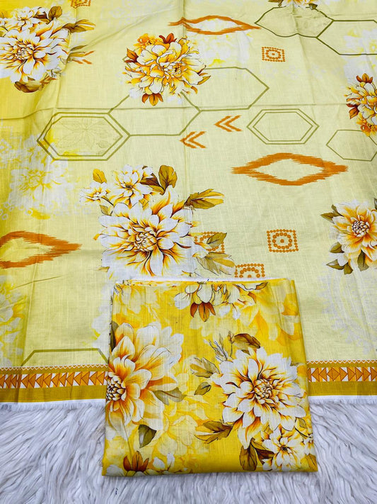 2Pc Kameez & Dupatta Slub Khaddar Suit - 0085