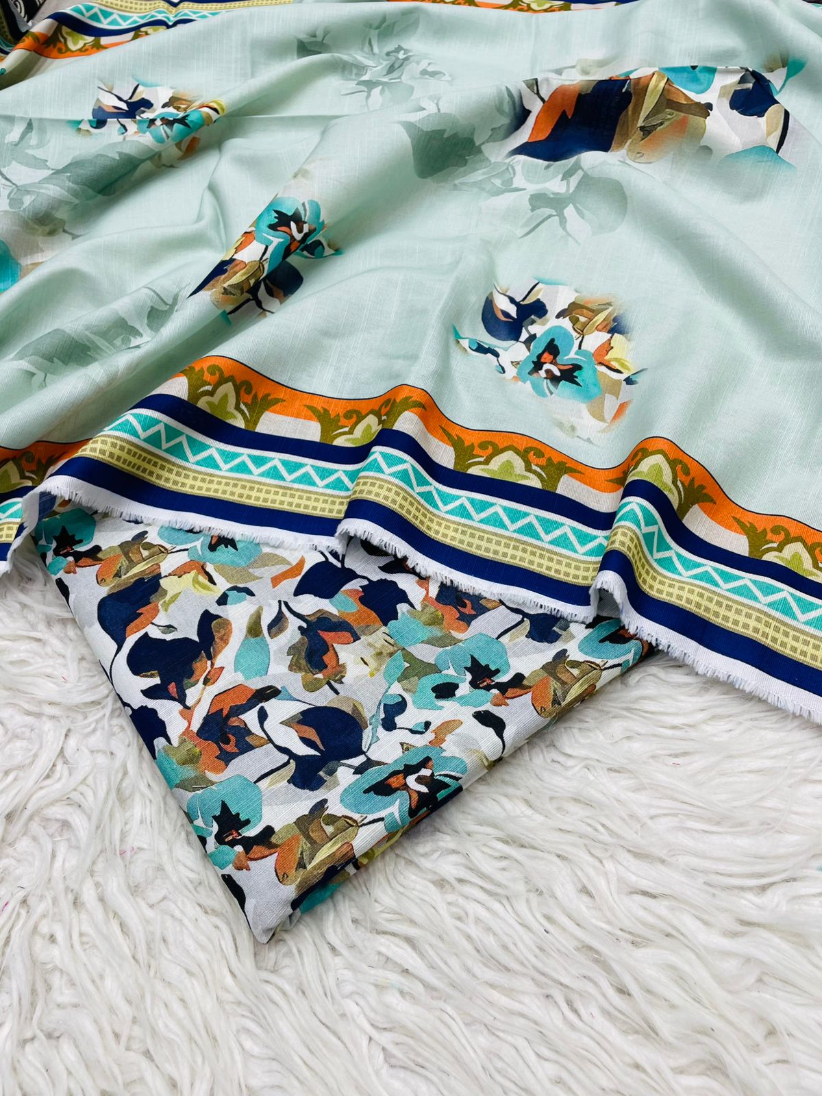 3Pc Slub Khaddar Unstitched Suit - 0098