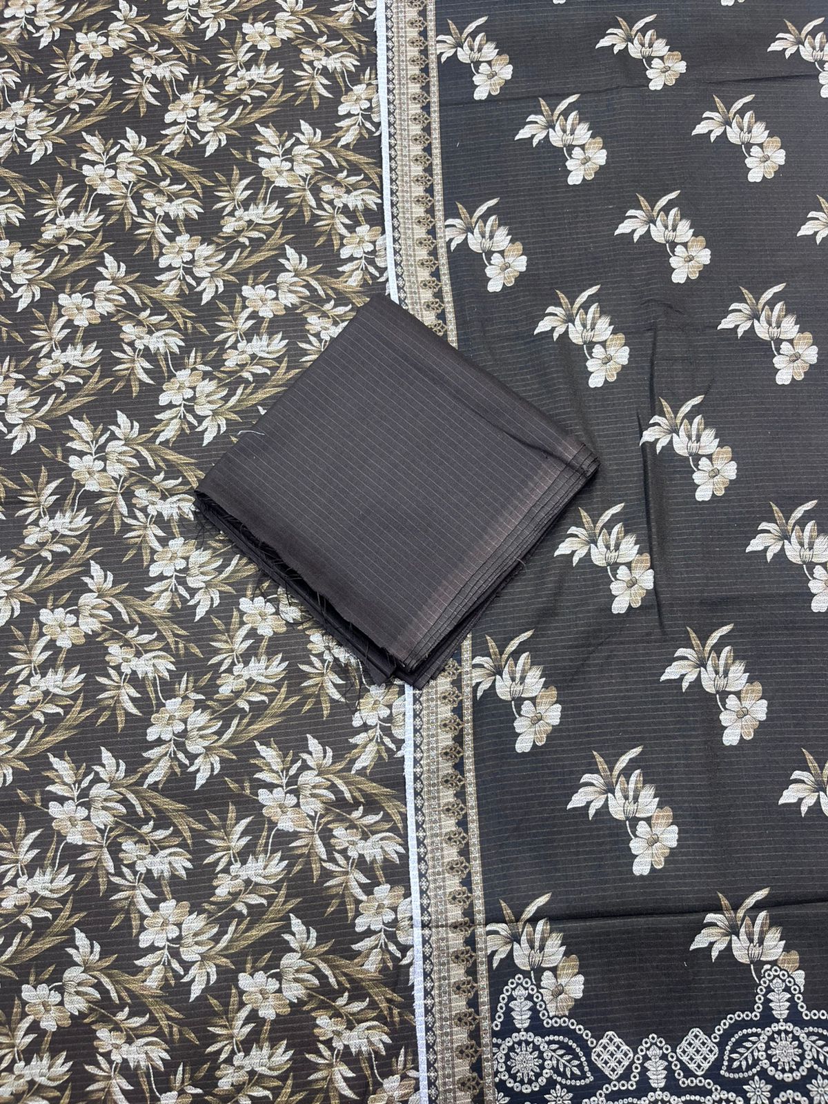 3Pc BanaDora Dhanak Unstitched Suit - 0088