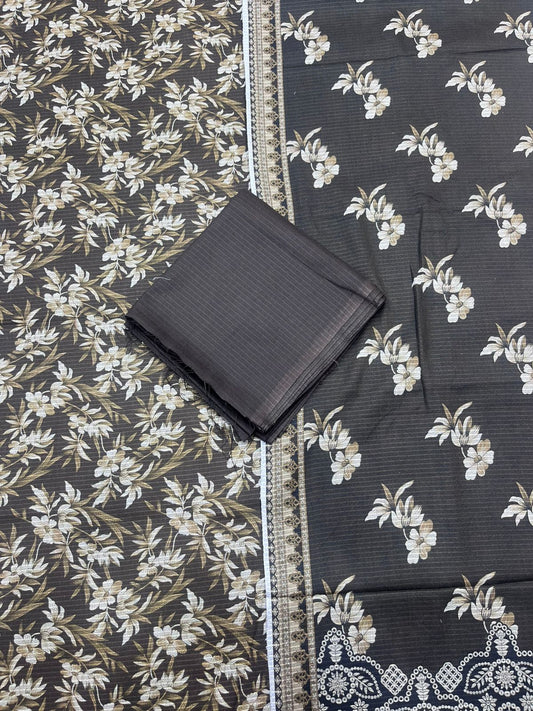 3Pc BanaDora Dhanak Unstitched Suit - 0088