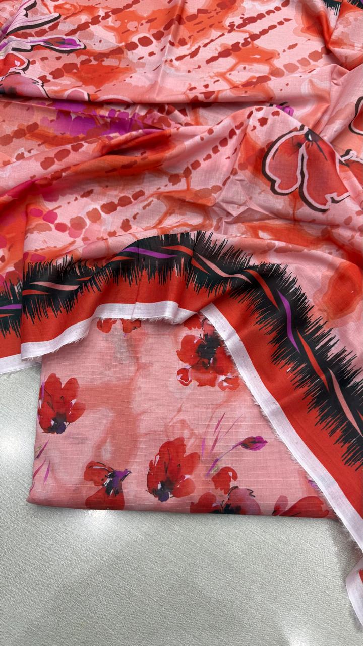 3Pc Lawn Bana Dora Unstitched Suit #39915