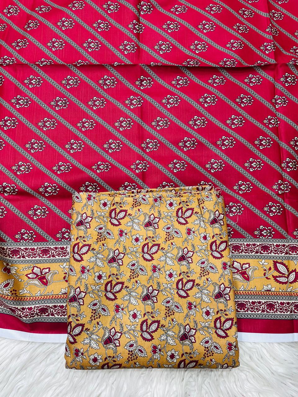 3Pc Slub Khaddar Allover Suit - 0092