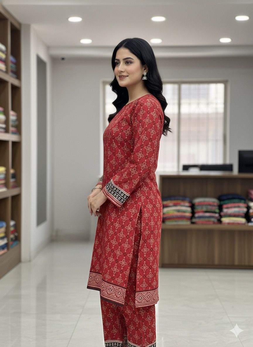 2 PC Cotton Allover Unstitched Suit Vol-1939