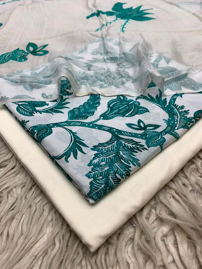 90x88 3Pc Premium Lawn Suit Vol-0020