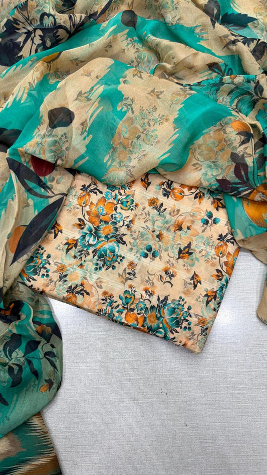 3Pc Luxury Nino Lawn with Chiffon Dupatta Vol-306