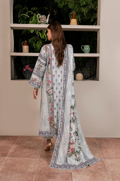 3Pc Firdous Cambric Printed Suit - D747