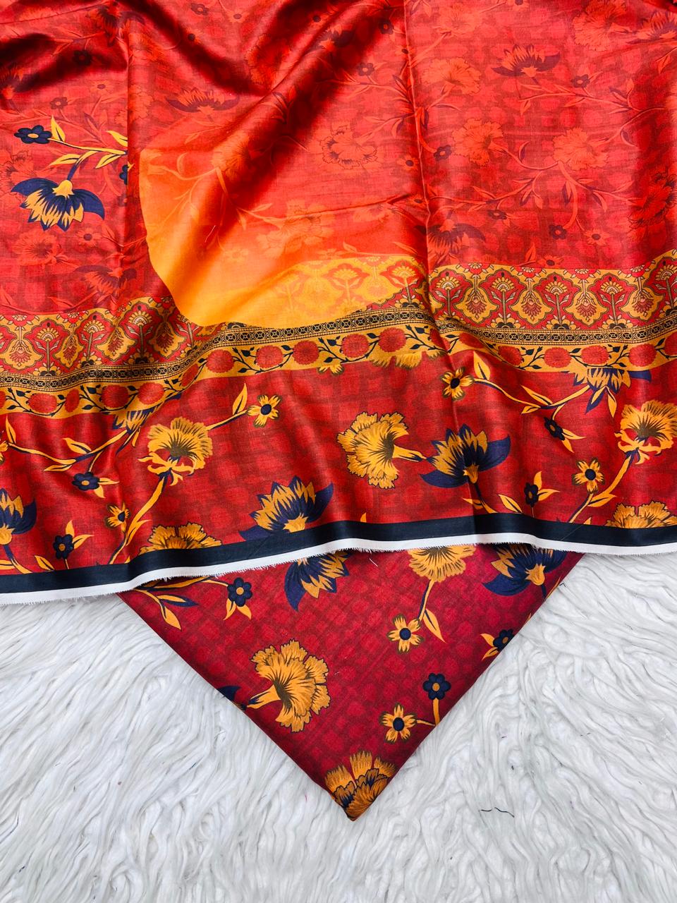 3Pc Linen Allover Unstitched Suit Vol-0120