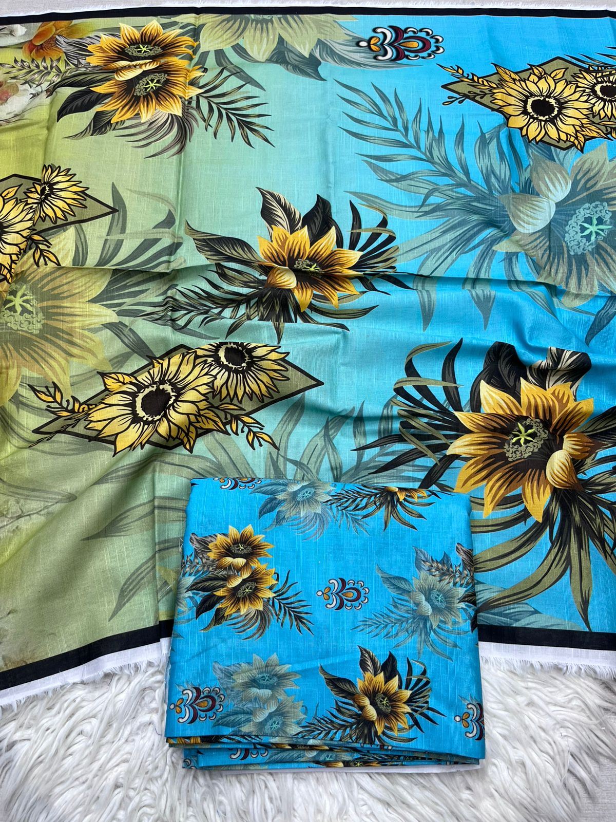 3Pc Slub Khaddar Unstitched Suit - 417