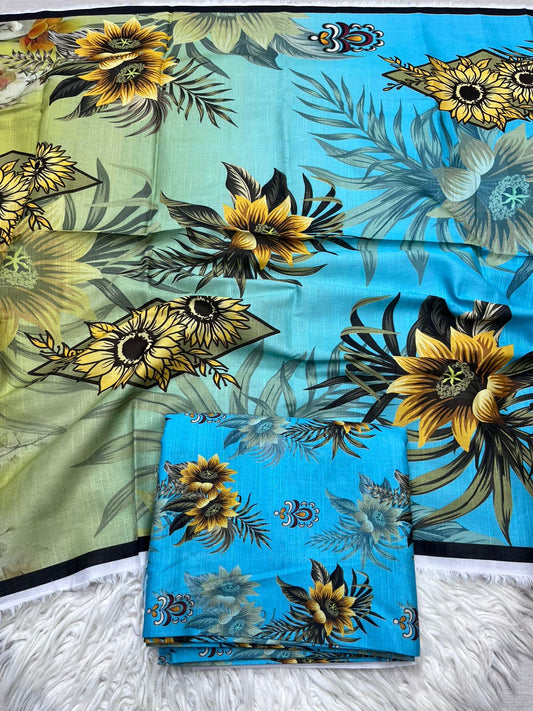 3Pc Slub Khaddar Unstitched Suit - 417
