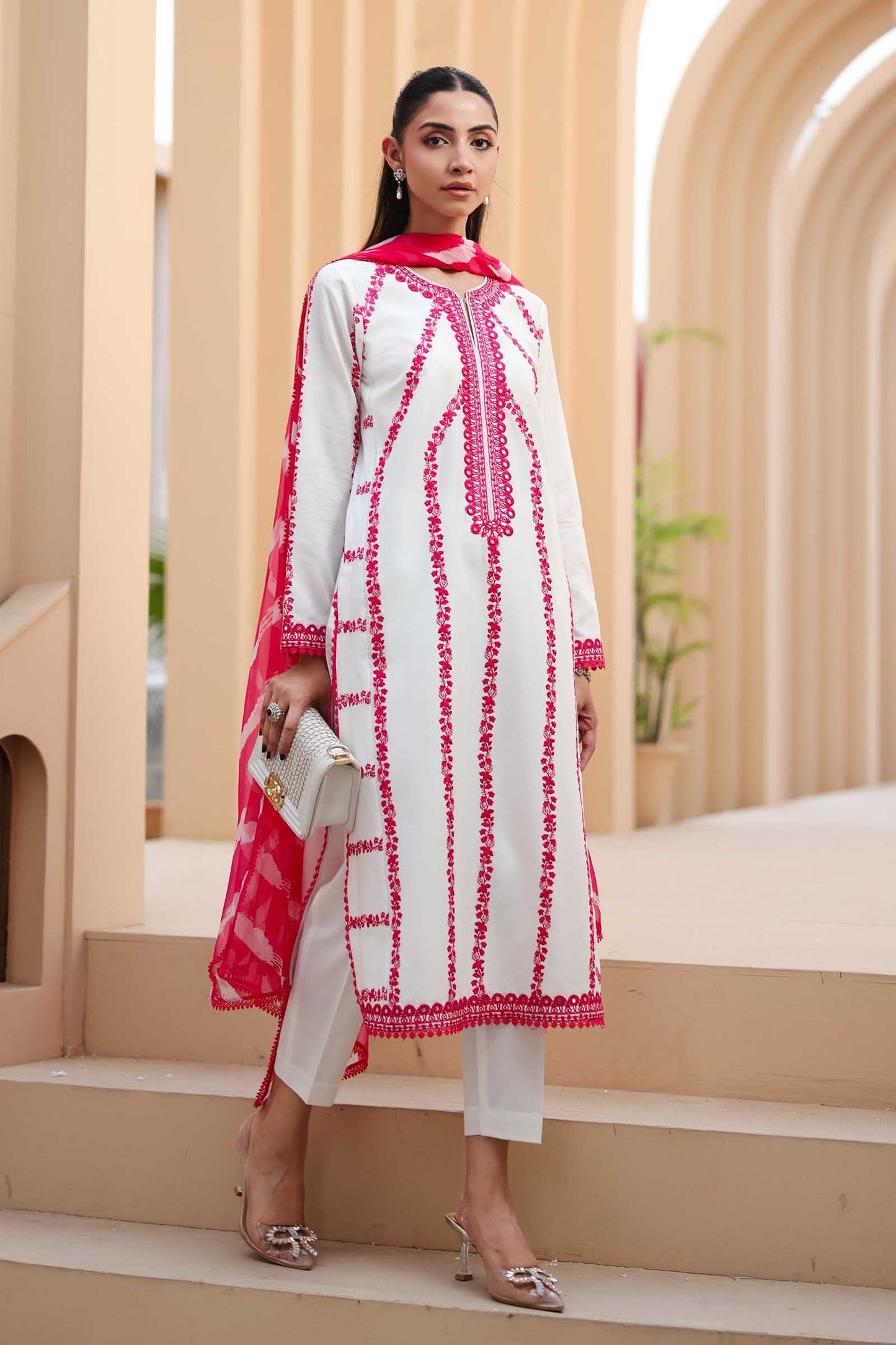 3Piece Embroidered Ricamo Dress