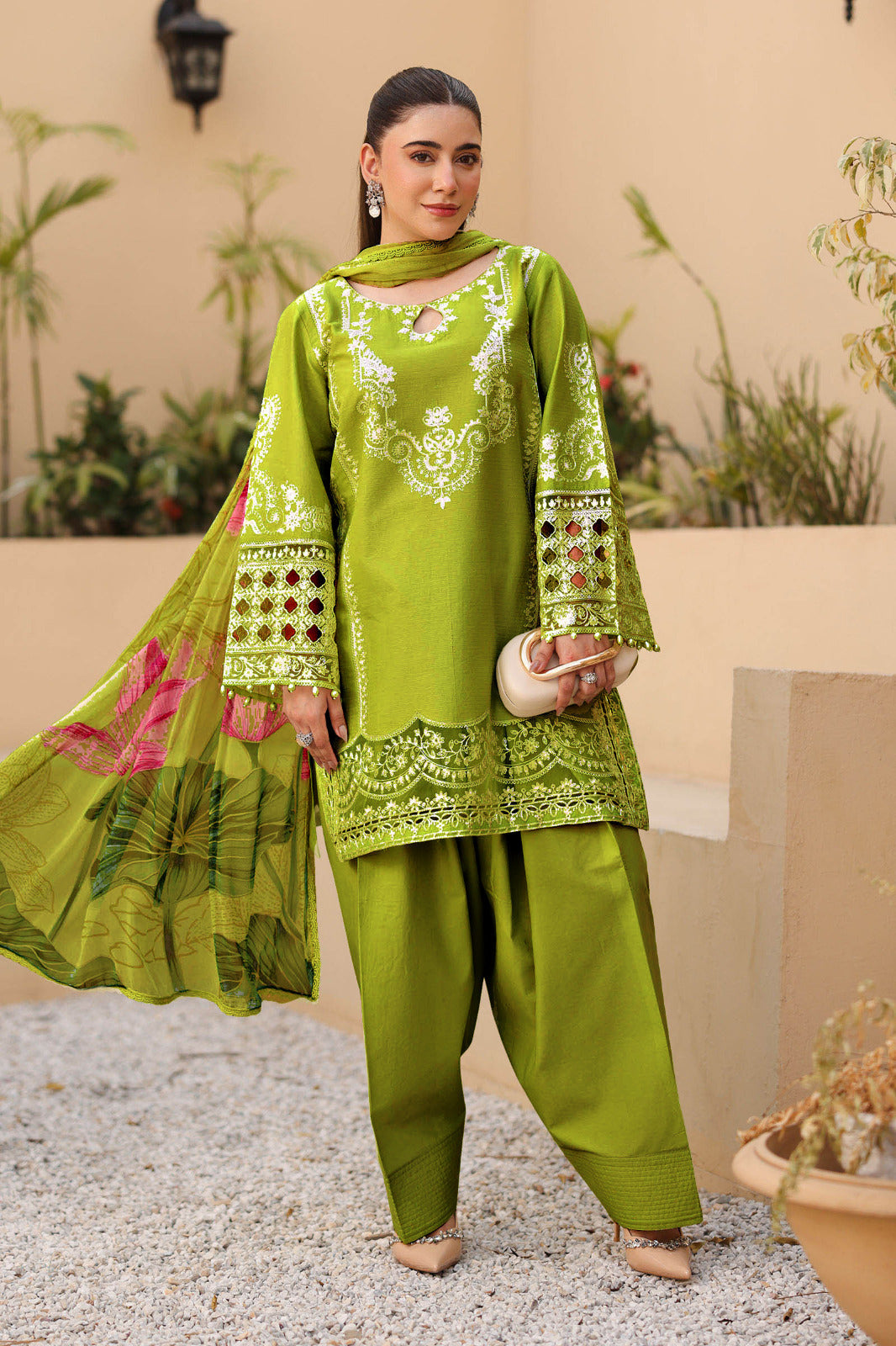 3Piece Embroidered Ricamo Dress