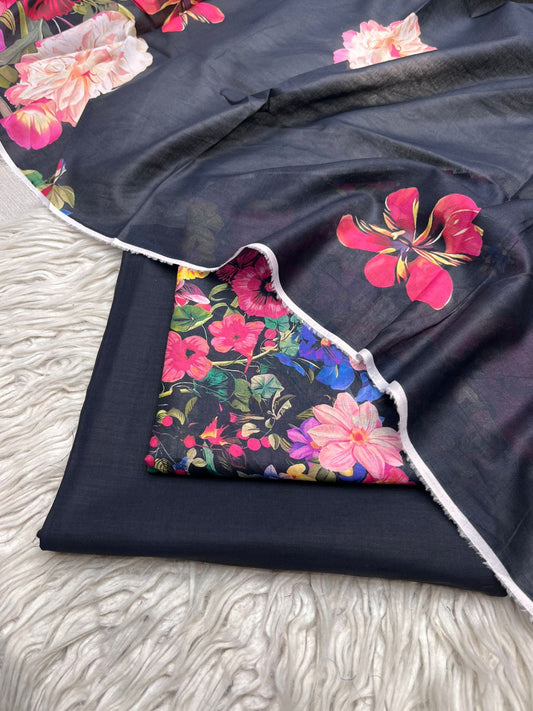 90x88 Lawn 3Pc Printed Suit Vol-0020