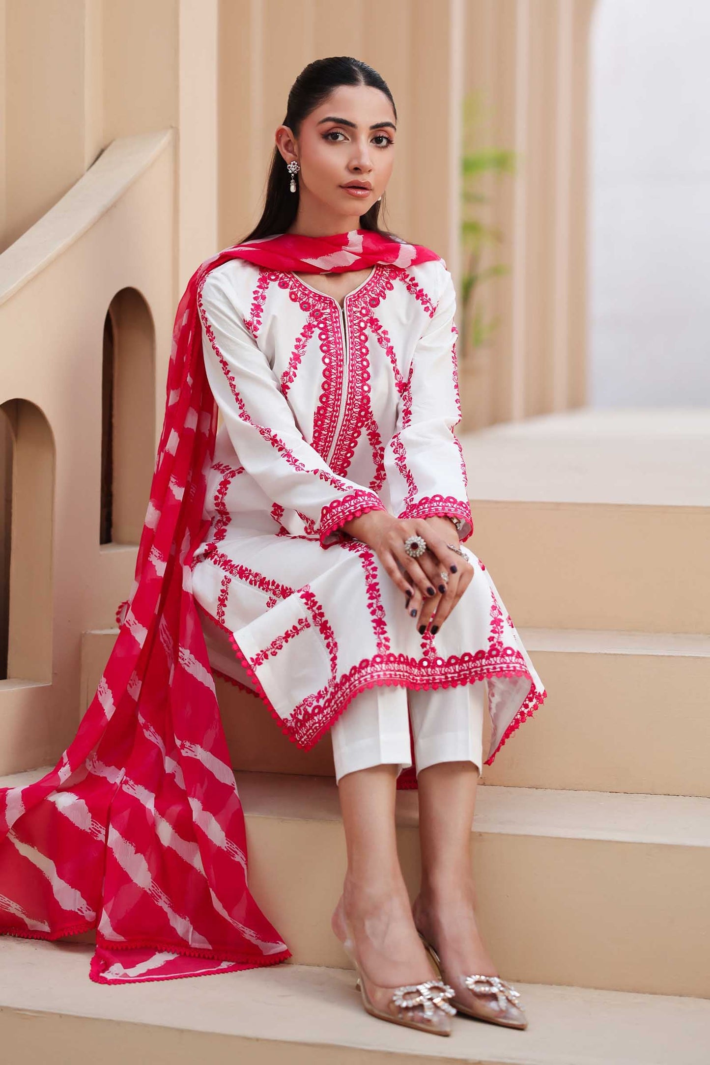 3Piece Embroidered Ricamo Dress
