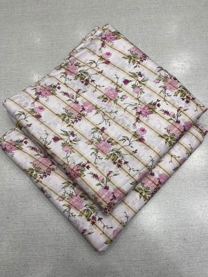 2Pc Zari Linen Same Printed Unstitched Suit 296