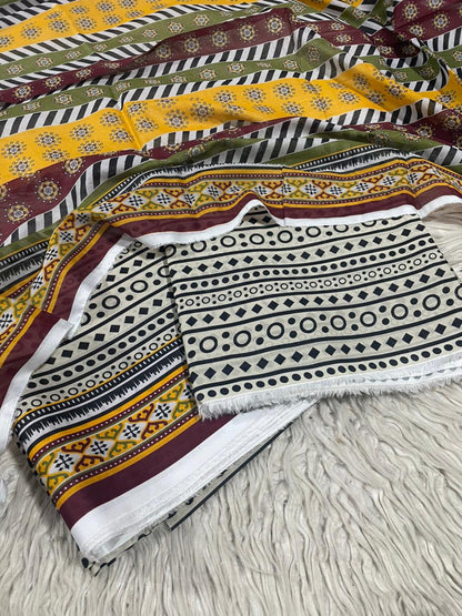 3Pc Supima Lawn Unstitched Suit 1432