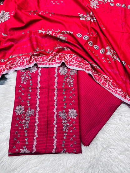 3Pc BanaDora Dhanak Unstitched Suit vol- 0113