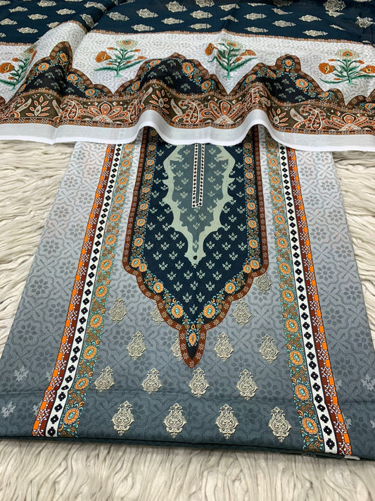 2Pc Bin Noor Fab Lawn Kameez & Dupatta 64