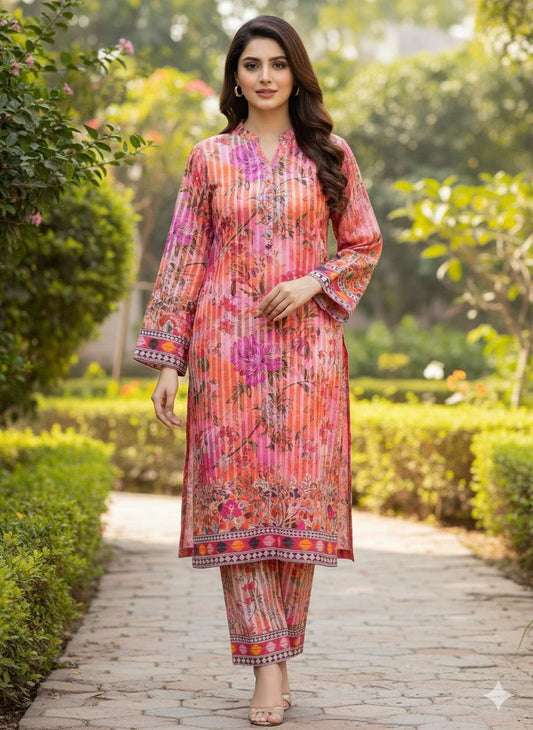 2 PC Cotton Allover Unstitched Suit Vol-1939