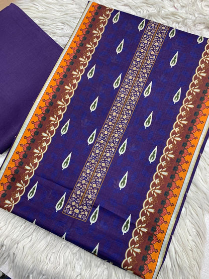 2Pc Sapphire Lawn Shirt & Dyed Trouser Unstitched Suit Vol-0200