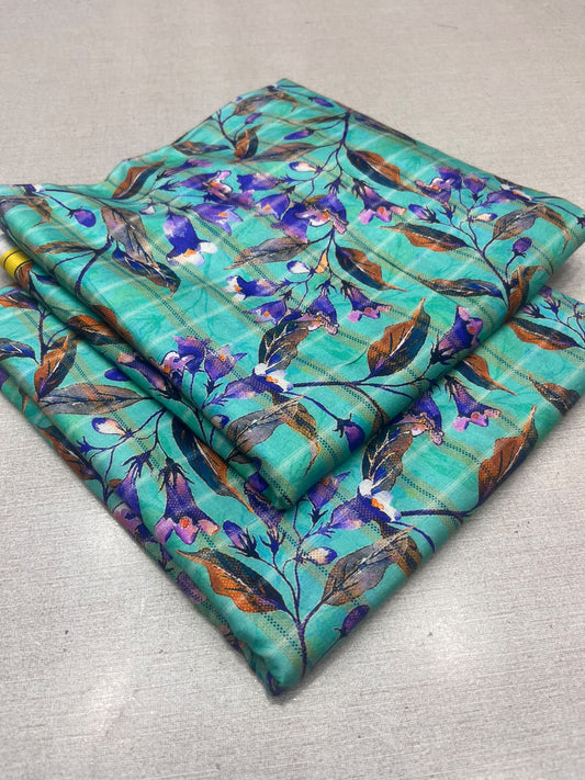 2Pc Zari Linen Same Printed Unstitched Suit 296