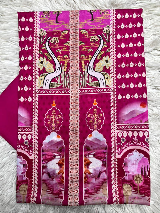 2Pc Bin Noor Fab Printed Lawn Dyed Trouser  Vol-41