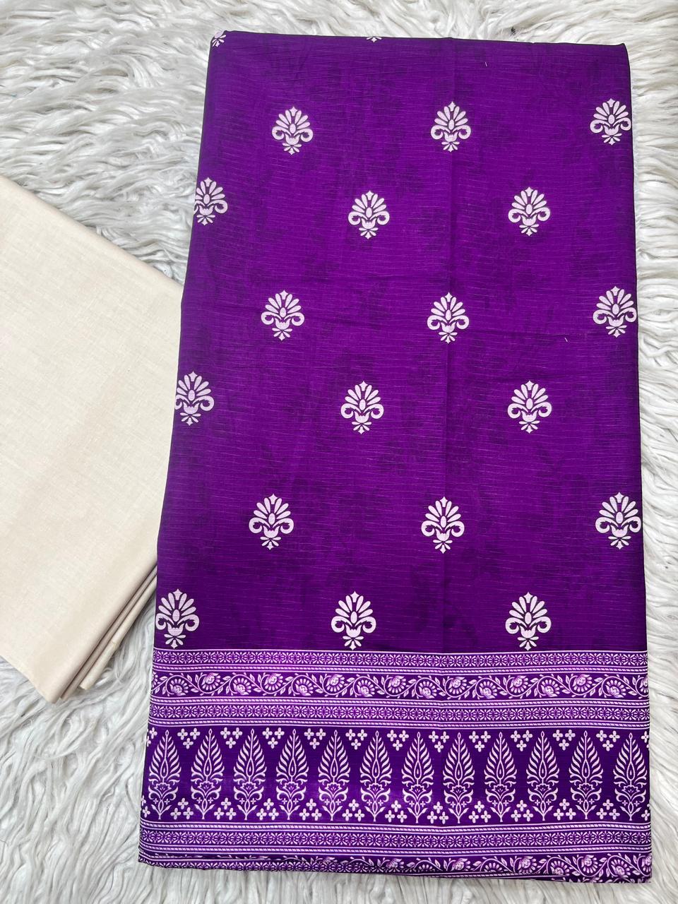 2Pc Lawn Bana Dora Shirt & Dyed Trouser Unstitched Suit Vol-3204