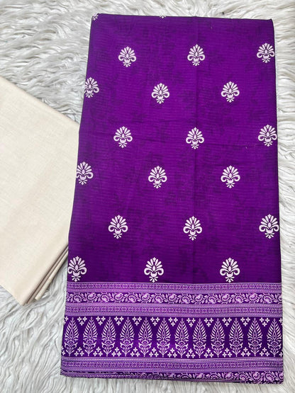 2Pc Lawn Bana Dora Shirt & Dyed Trouser Unstitched Suit Vol-3204