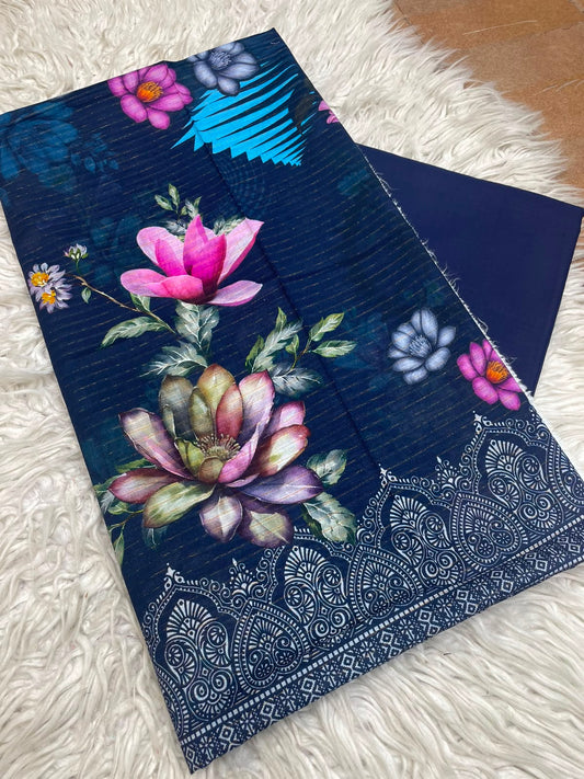 2Pc Printed Silvery Lawn Unstitched Suit 1250