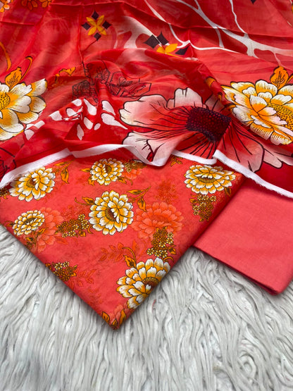 3Pc Lawn Digital Printed Unstitched Suit 15