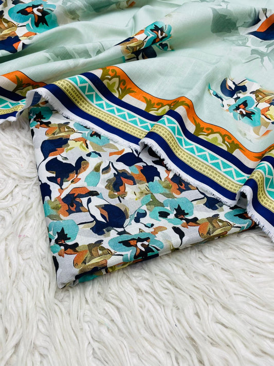 3Pc Slub Khaddar Unstitched Suit - 0098