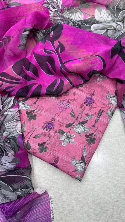 3Pc Luxury Nino Lawn with Chiffon Dupatta Vol-306