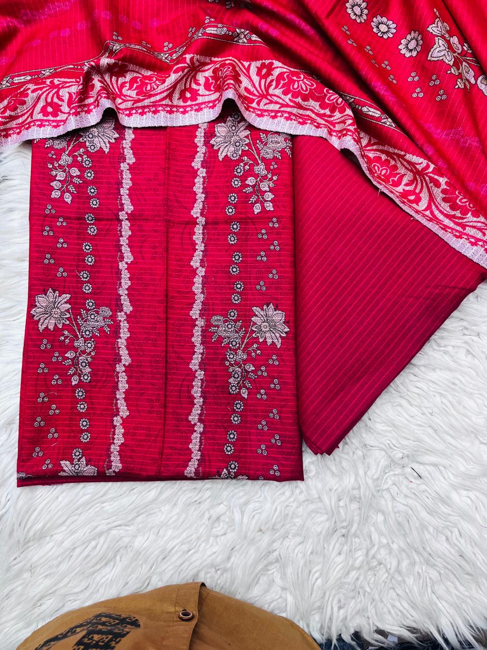 3Pc BanaDora Dhanak Unstitched Suit vol- 0113