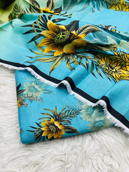 3Pc Slub Khaddar Unstitched Suit - 417