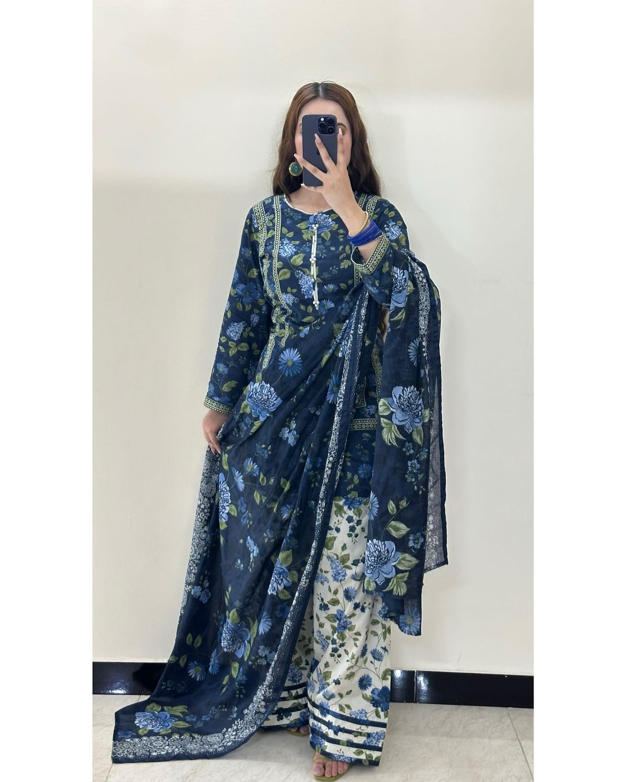 3Pc Supima Lawn Suit  Vol - 694