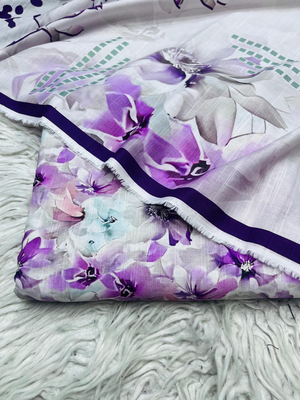 3Pc Slub Khaddar Unstitched Suit Vol-0124