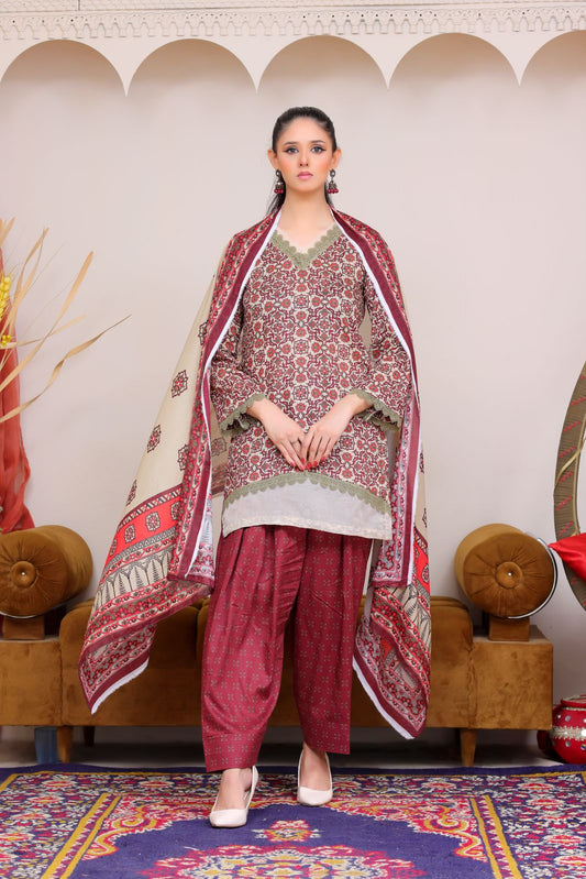 3Pc Supima Lawn Suit  - #41058