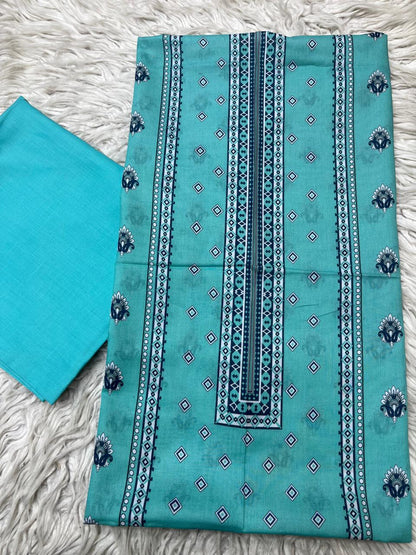 2Pc Lawn Kameez & Dyed Trouser Unstitched Suit Vol-35