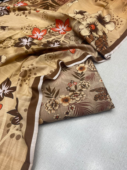 3Pc Slub Dhanak Unstitched Suit 0157