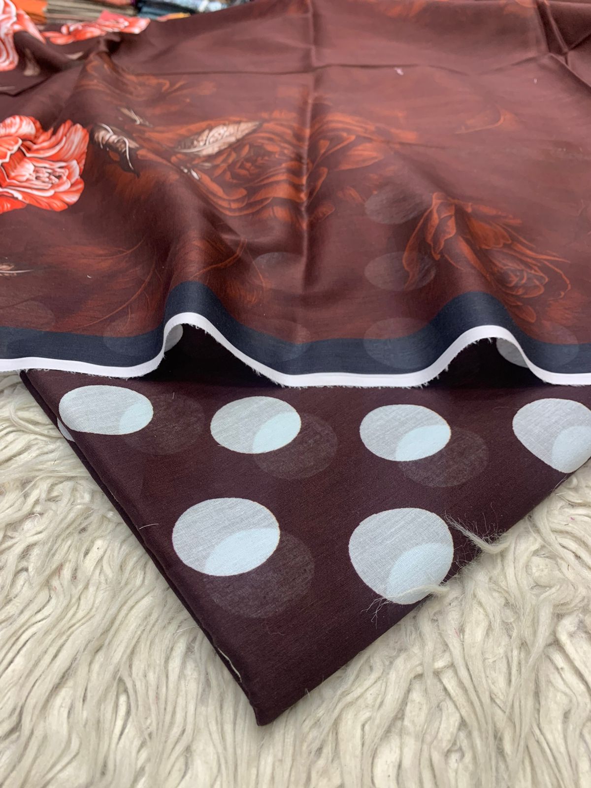 2Pc Bin Saeed Lawn Polka Dots Kameez & Dupatta Printed Suit  Vol-0220