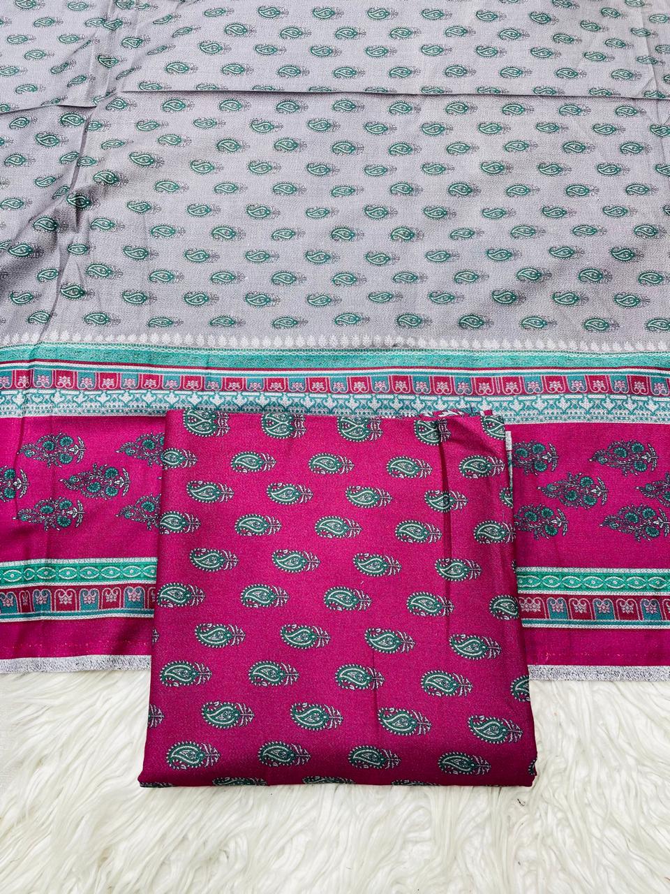 2 PC Dhanak Printed Kameez & Dupatta Unstitched Suit D#34756