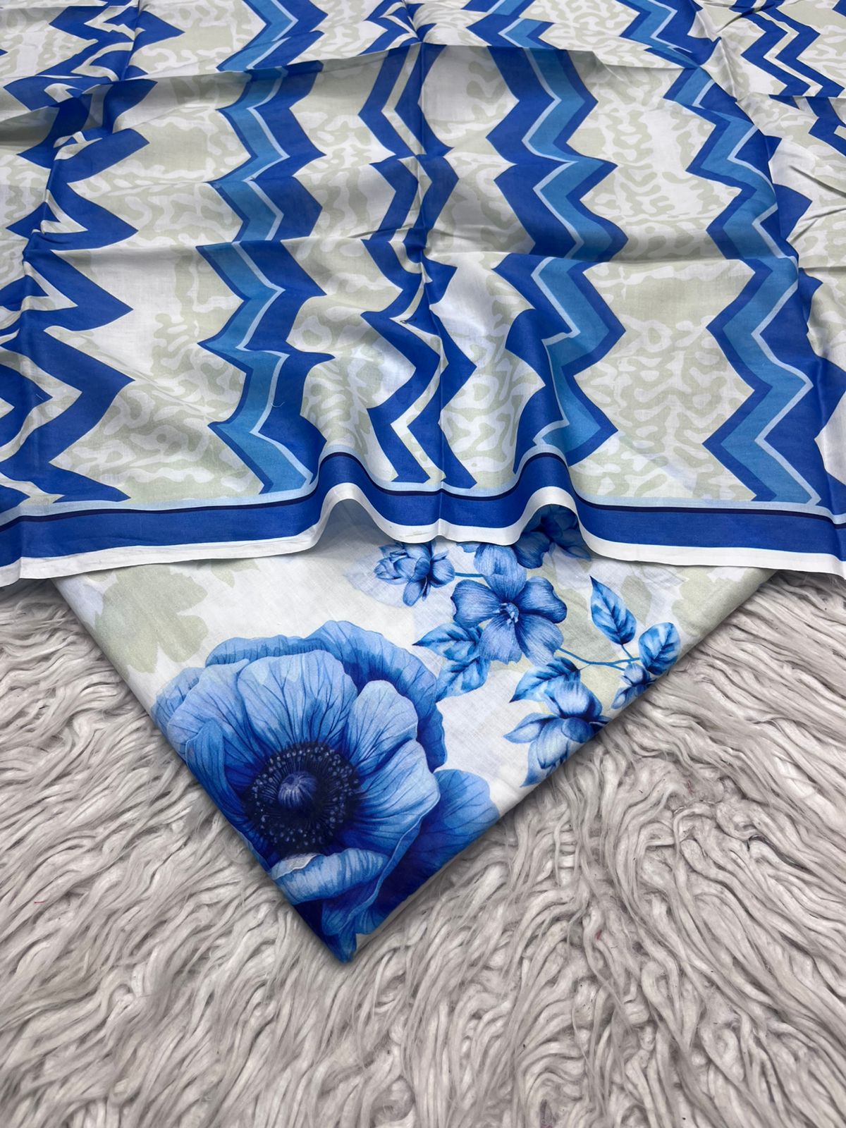 3Pc Supima Lawn Allover Suit Vol-0011
