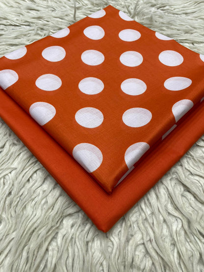 90x88 2Pc Bareeze Lawn Polka Dots Kameez & Dyed Trouser Printed  Suit Vol-0208