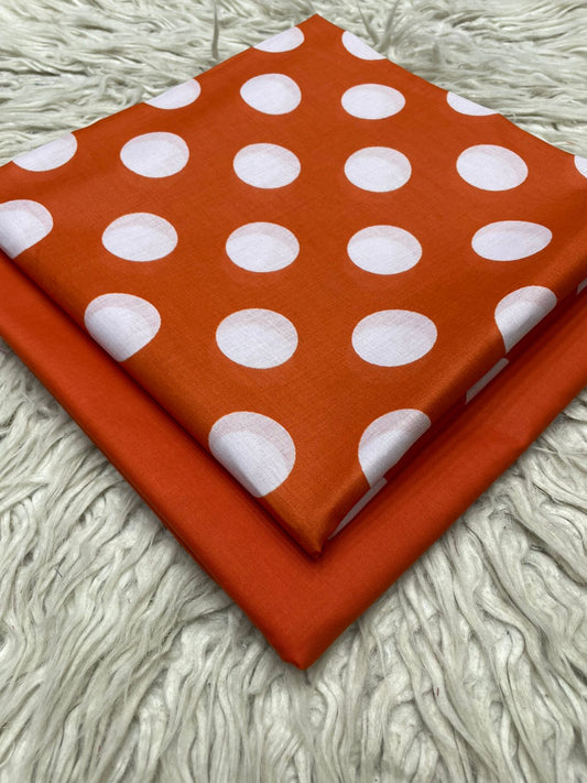 90x88 2Pc Bareeze Lawn Polka Dots Kameez & Dyed Trouser Printed Suit 0208