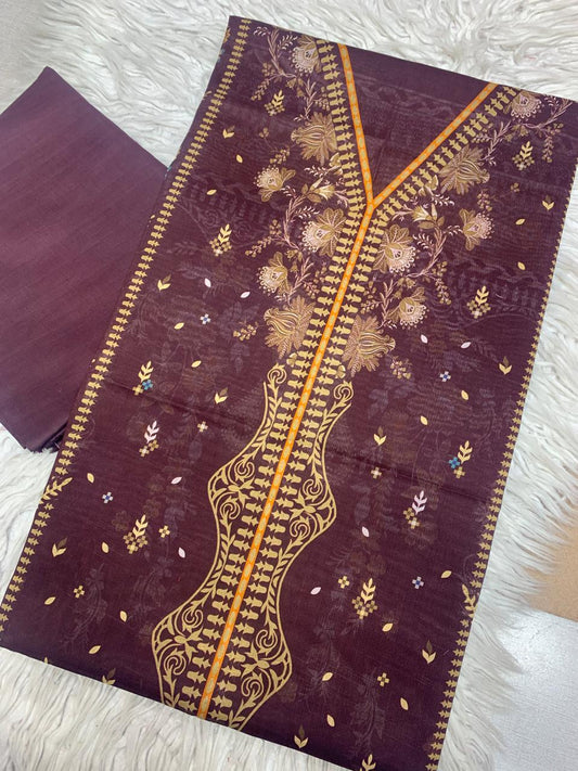 2Pc Lawn Kameez & Dyed Trouser Unstitched Suit Vol-35
