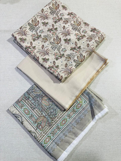 3Pc Lawn Bana Dora Unstitched Suit 35865