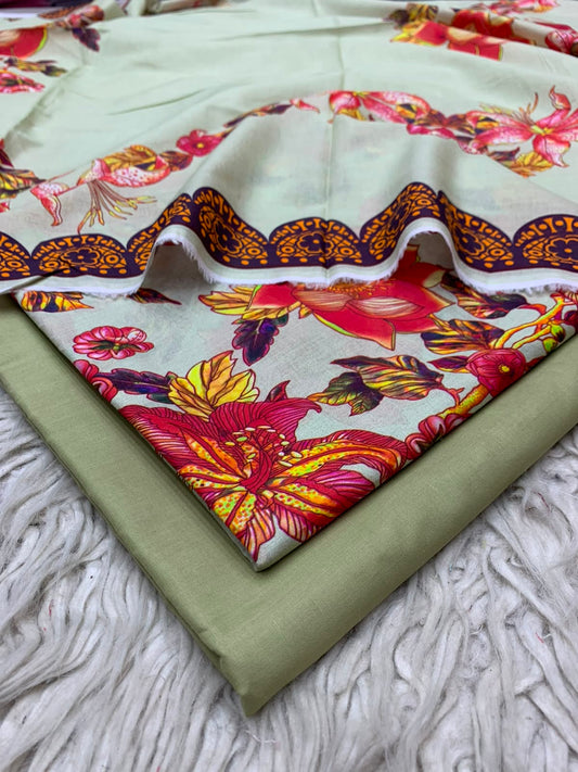 90x88 3Pc Premium Lawn Suit Vol-0020