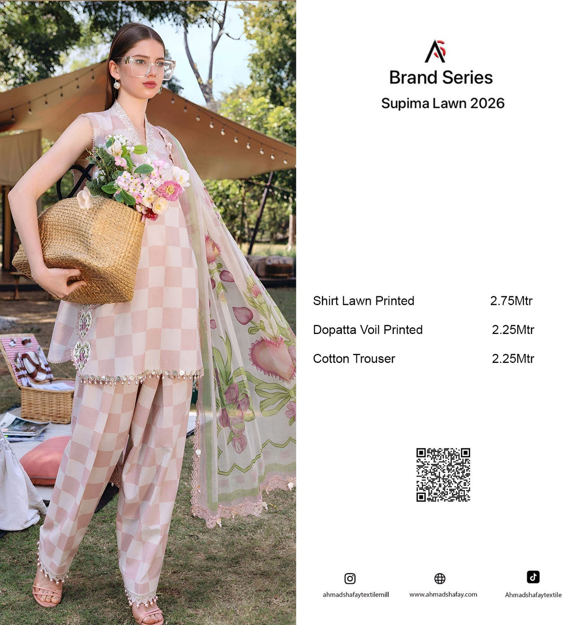 2Pc Supima Lawn Kameez & Duppata Printed Suit  Vol-02