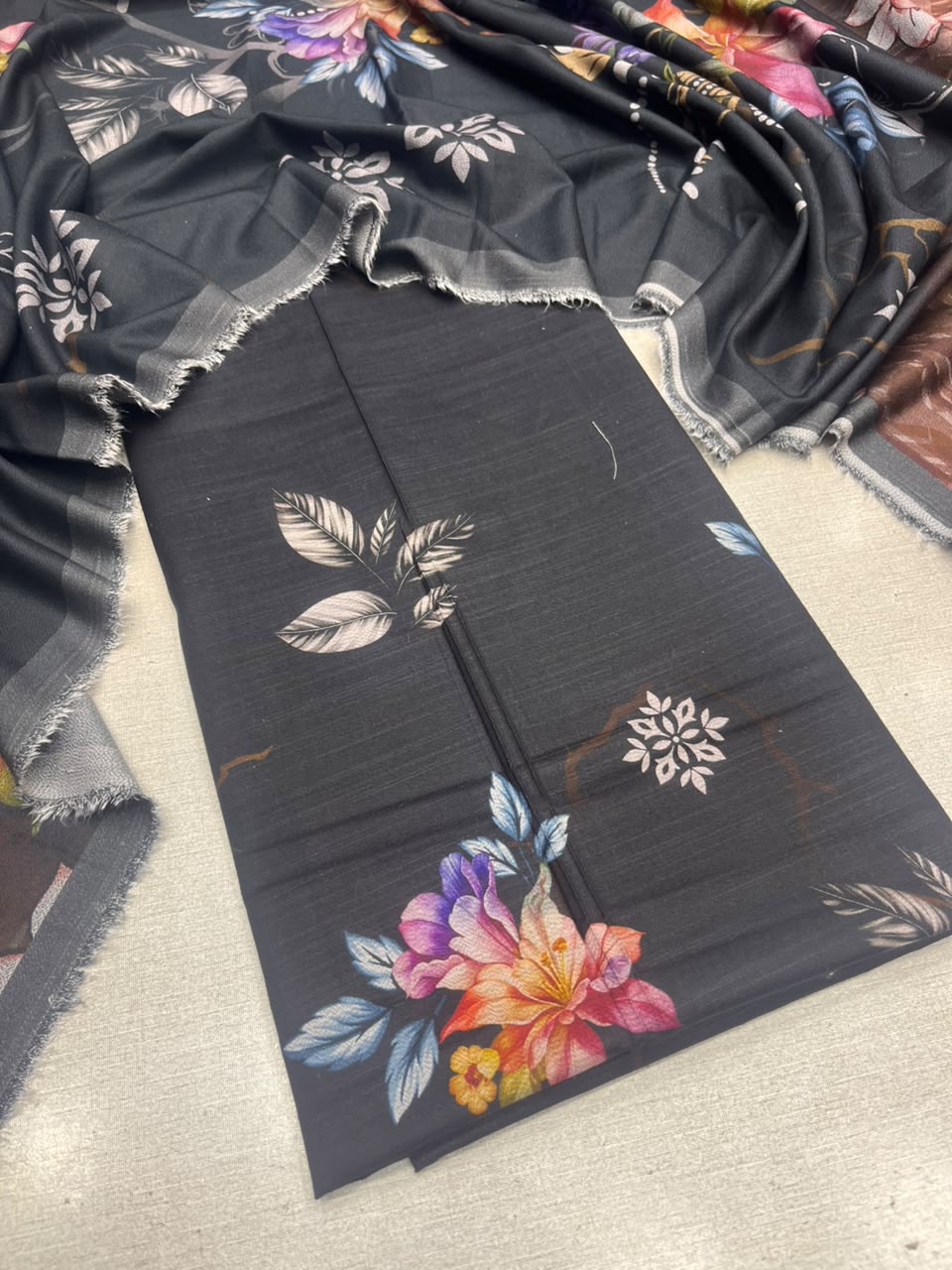 2Pc Slub Dhanak Kameez & Dupatta Unstitched Suit 76