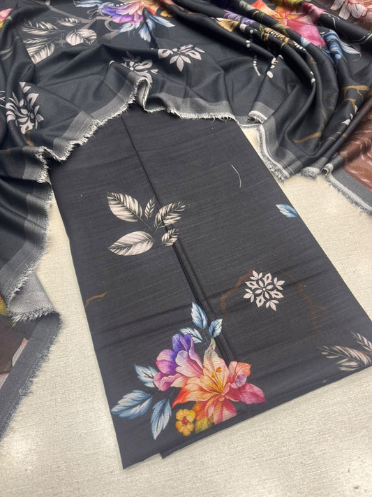 2Pc Slub Dhanak Kameez & Dupatta Unstitched Suit 76